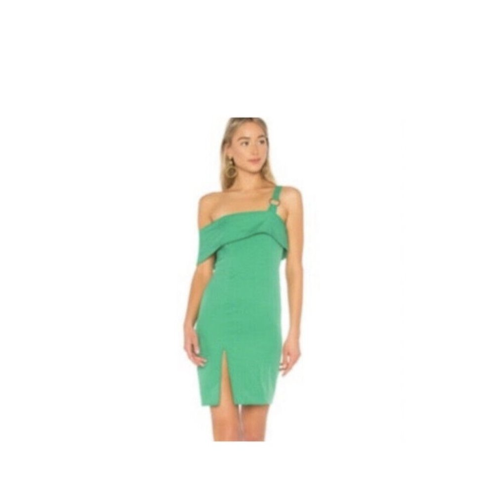 Nbd Woman’s Santa Lucia Mini Dress Hoop Shoulder Accent In Kelly Green Sz S